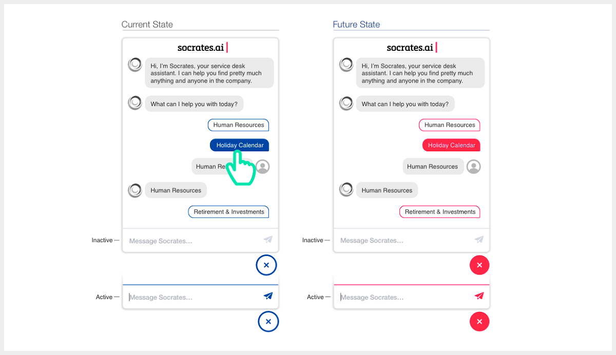 Socrates chatbot interface, web, v.1