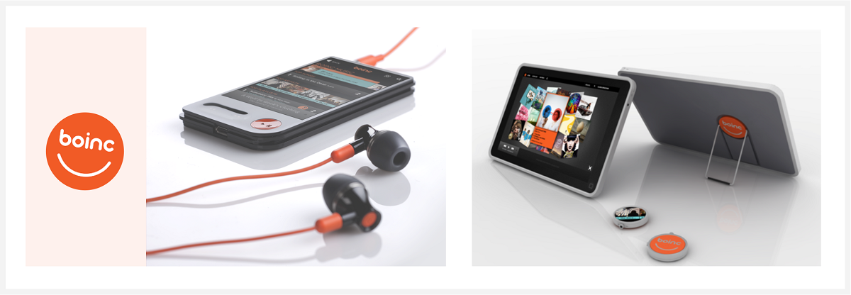 Industrial design explorations: a Boinc-branded music player, device stand, and break-out shuffle