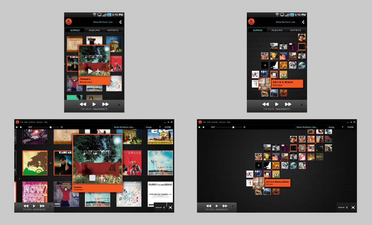 Discover interface for mobile and desktop