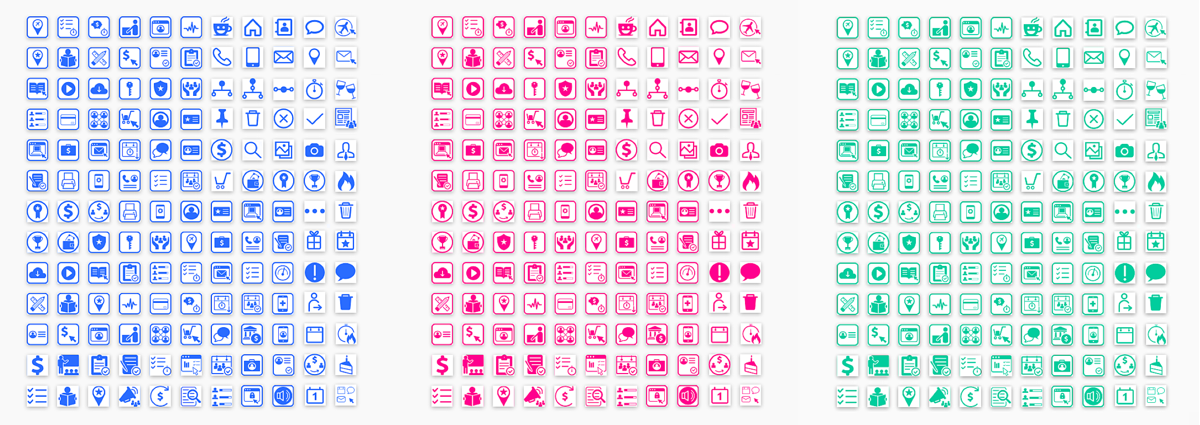The full icon SVG set for the Espressive app, dynamically skinned in corporate brand colors